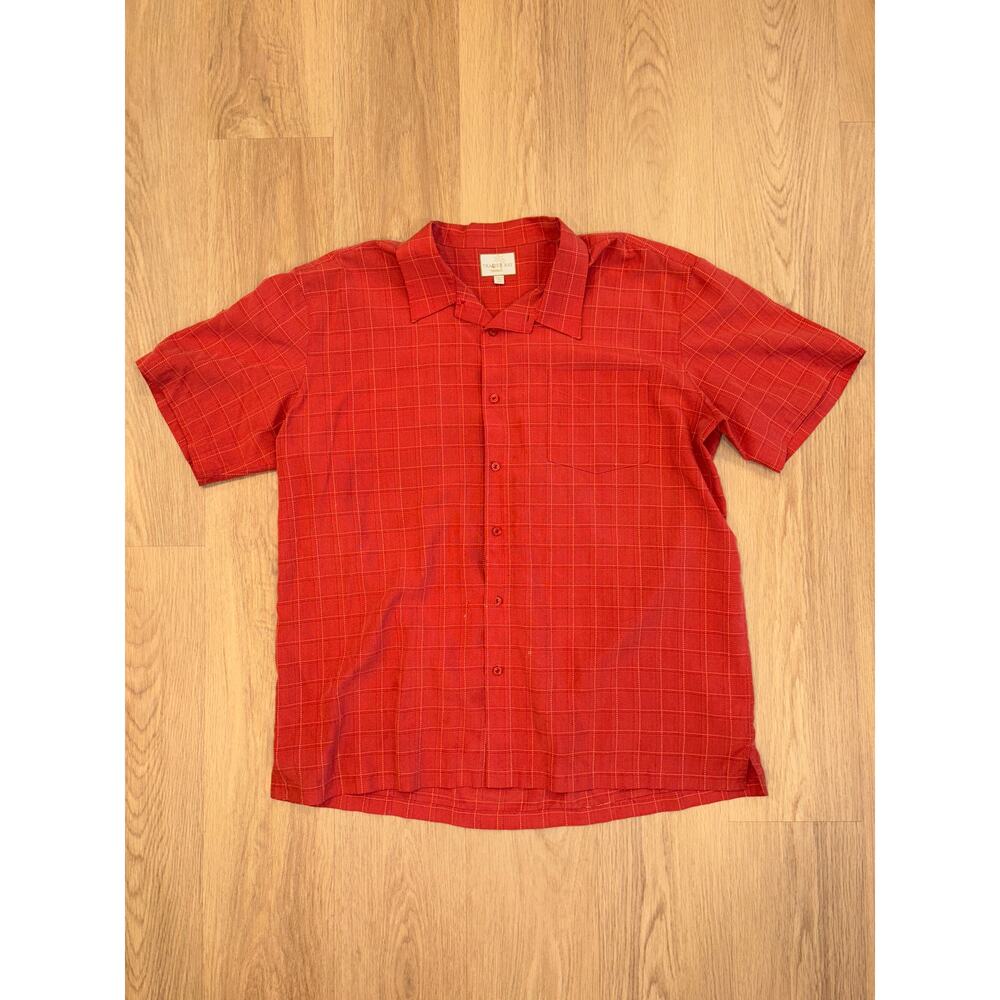 Trader Bay Red Orange Short Sleeve Button Up Size… - image 1